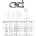 thumbnail image 4 of Grilletes giratorios, cadenas de ancla de amarre, conector giratorio en acero inoxidable 304 para embarcaciones marinas, 6 mm--, 4 of 5
