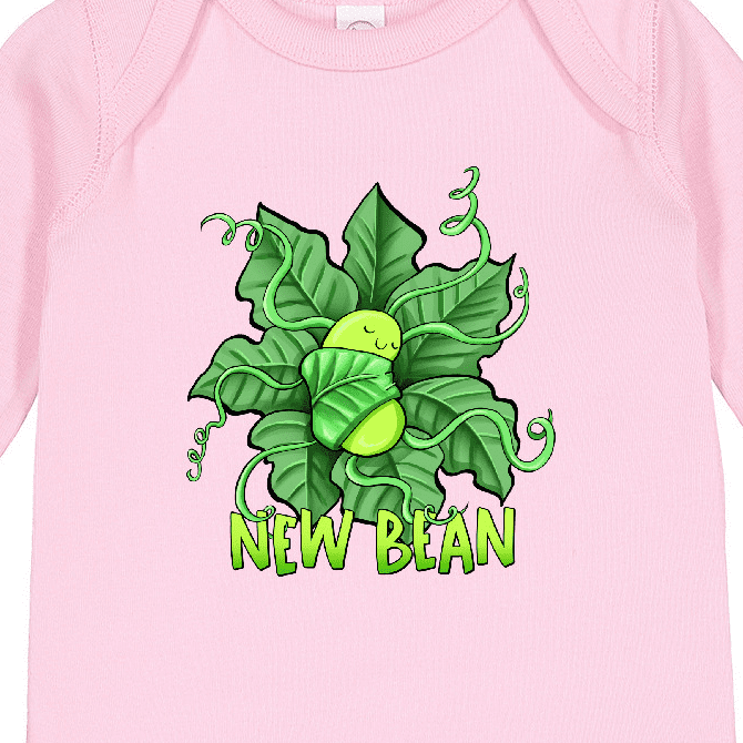 Inktastic New Bean Cute Sleeping Bean in Leaves and Vines Boys or Girls Long Sleeve Baby Bodysuit