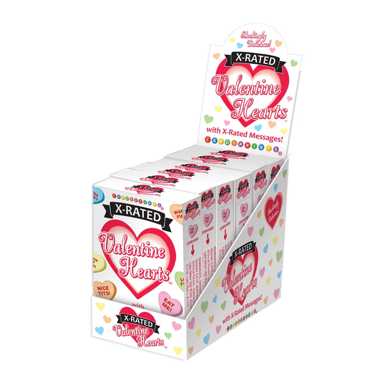 Valentine XRated Candy Hearts 2oz Boxes Display of 6