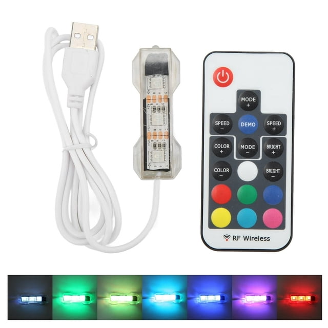 HLONK LED Aquarium Light USB Charging Underwater Light Colorful Remote Control For Small Fish Tanks For Medium Fish Tanks White Line