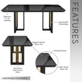 thumbnail image 4 of Tecnhi Home Modern 6 Seater Dining Table with Gold Accents, Black & Gold, 4 of 8