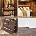 thumbnail image 3 of 6 Door Farmhouse Armoire Wardrobe Closet for Bedroom with 3 Drawers, 75"H Tall Armoire Wardrobe Set with LED Sensor Light & Hanging Rod, Freestanding Closet Wardrobe Cabinet Glass Doors, 3 of 8