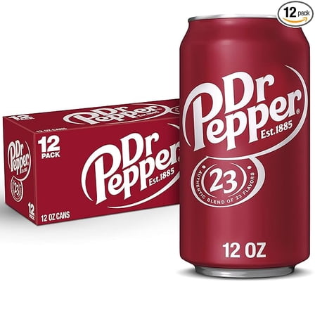 1x Dr Pepper Soda, 12 fl oz cans, 12 pack