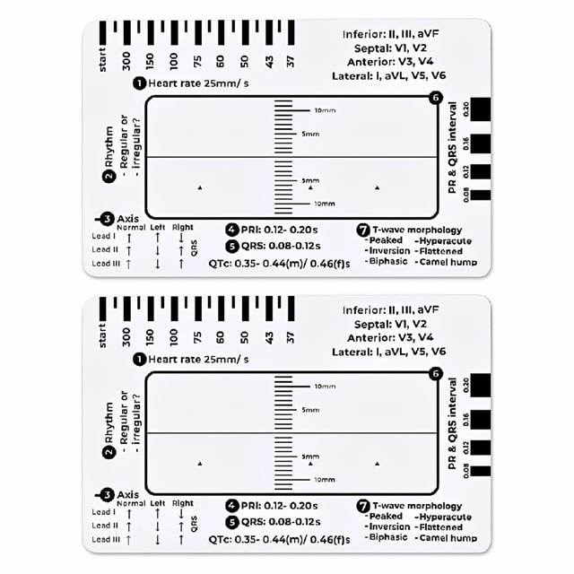 Guía Referencia ECG Pocket EKG Tarjeta 1/2pcs para Interpretación ECG/EKG