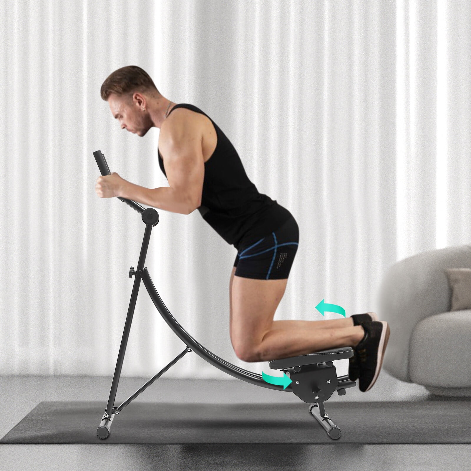 Ab Roller Wheel, Dual Rail Ab Machine with Rotating Knee Cushion, 180 Degrees Adjustable Abdominal Exercise Equipment for Core Strength, Home Fitness Gear