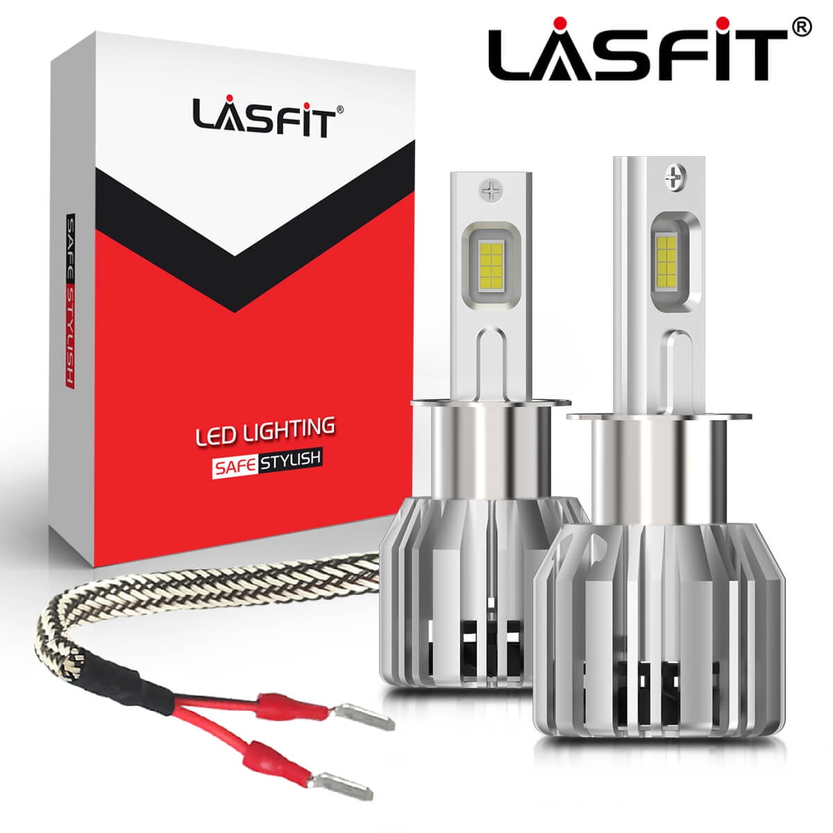 Lasfit H3 LED Fog Light Bulbs, Adjustable Beam Pattern, 50W 5000LM