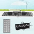 thumbnail image 3 of Reversible Waterproof Outdoor Rug, 9x18 Feet Plastic Straw Mat with Carry Bag, Black Gray Lantern Design, 3 of 12