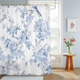thumbnail image 4 of Shower Curtains for Bathroom, Blue White Flowers Waterproof Fabric Shower Curtain, Spring Summer Floral Botanical Decorative Bathroom Curtain for Bathtub, 72"x72", No Hooks Included, 4 of 9