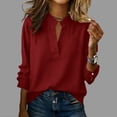 thumbnail image 3 of ZGRBOU Summer Cotton Linen Shirts for Women Trendy V Neck Long Sleeve Tops Business Casual Loose Comfy Blouses, 3 of 4