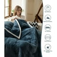 thumbnail image 6 of CJC Throw Blankets for Bed Couch, Soft Warm 3 Layers Flannel Fleece Twin Blanket for Winter Autumn, Lightweight Fuzzy Flannel Comforter (Navy, 71'' x 79''), 6 of 8