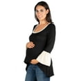 thumbnail image 2 of 24seven Comfort Apparel Black and Beige Bell Sleeve Hi Low Maternity Tunic Top, 2 of 4