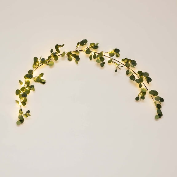 Nearly Natural Pre-Lit Eucalyptus Artificial Christmas Garland - 6.5' x 11" - Warm White Lights
