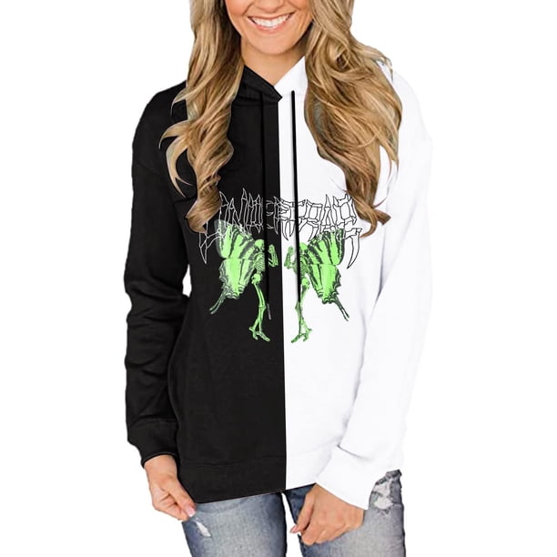 Sudadera holgada de manga larga con capucha y estampado clásico de Halloween para mujer Pompotops FGAJ17803