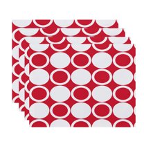 Simply Daisy, 18 x 14 inch, Small Modcircles, Geometric Print Placemat (Set of 4), Red