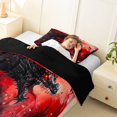 thumbnail image 4 of Metsweet Gothic Wildlife Dragon Twin Comforter Sets 2pcs, Maple Leaves Bedding Set, Black Red,Black Reversible,1 Comforter and 1 Pillowcase, 4 of 6