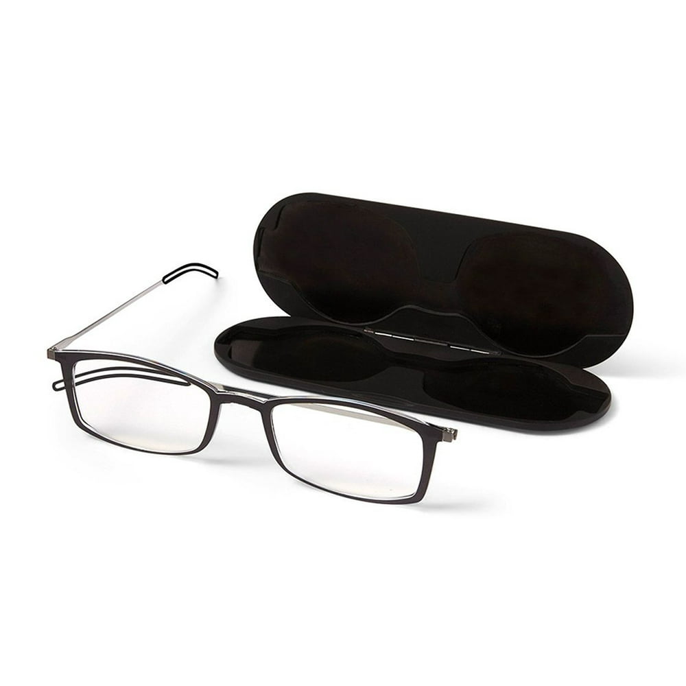ThinOptics +1.50 Black Brooklyn Reading Glasses, Milano Case MBBKN1