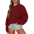 thumbnail image 5 of Womens Sweatshirts Oversized Crewneck Pullover Hoodies Trendy Cute Long Sleeve Drop Shoulder Sweater Tops S, 5 of 5