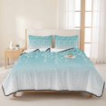 thumbnail image 3 of King Quilt Set 96''x106'', Weeping Flowers Lightweight Bedspread Coverlet Set with 2 Pillow Shams, Teal Ombre Spring Floral Botanical Art Breathable All Season Quilt Bedding for Bedroom/Guest Room, 3 of 9