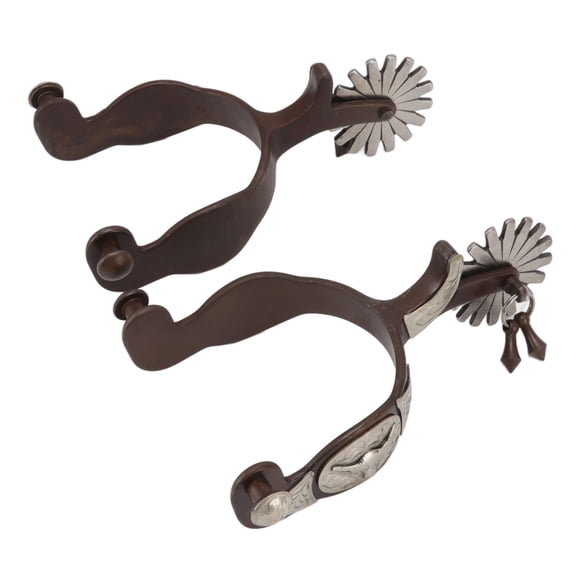 Éperons de Cheval de Cow-Boy, 2 Pièces Éperons en Acier au Carbone Antirouille Style Rétro avec Icône de Vache pour l'Équitation