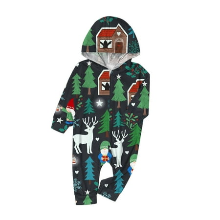 

Pxxlle Matching Christmas Onesies Pajamas for Family Trendy Xmas Graphic Loungewear Casual Zip Up Sleepwear with Hood Adult and Kids Christmas Sleepwear Sets