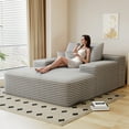 thumbnail image 2 of Oversized Chaise Lounge Chair Indoor, 68"x51" Upholstered Cloud Sofa Bed, Fluffy Plush Faux Fur Sleeper Couch with Pillows for Living Room, Antique Grey, 2 of 6