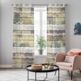 thumbnail image 6 of Kitchen Curtains 84 Inch Length 2 Panels, Farmhouse Grommets Window Treatment Curtain, Rustic Green Brown Wood Grain Mottled Thermal Curtains Drapes for Living Room/Bathroom, 6 of 9