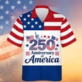 thumbnail image 2 of CONZONE 250 Anniversary Usa Mens Buttons Down Shirts Short Sleeve Independence Day Shirts for Men Trendy Patriotic Usa Star Striped Graphic Lapel Soft Lightweight Tops, 2 of 4