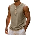 thumbnail image 2 of Mlkoz Mens Tank Tops Button Sleeveless Sports Shirts Summer Tops Breathable Casual Solid Beach Tops Sizes S-3XL, 2 of 8