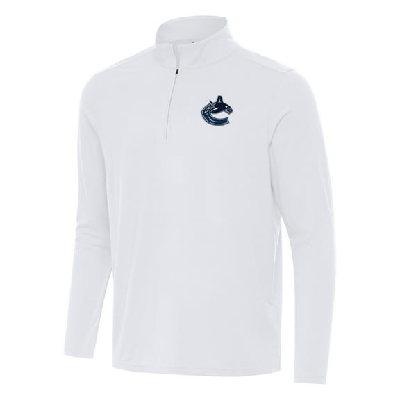 Men's Antigua White Vancouver Canucks Intent Quarter-Zip Top
