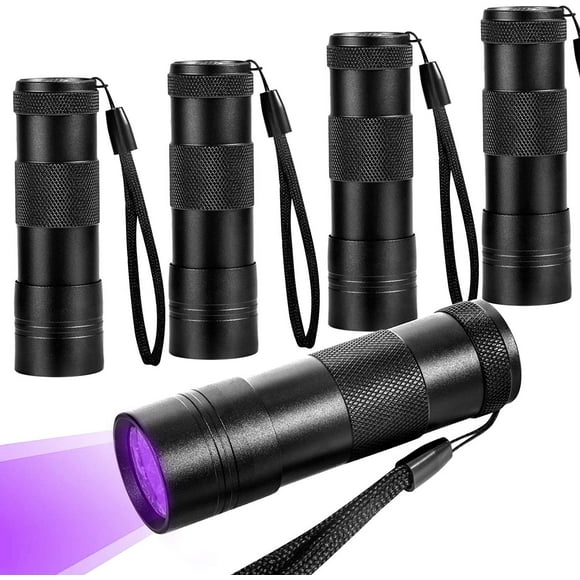 5 Pack UV Lampe de Poche Lumière Noire 12 LED Détecteur de Lumière Noire Ultra Violette pour l'Urine de Chien, les Taches d'Animaux Domestiques, Punaises de Lit, Scorpion (Pas de Piles)