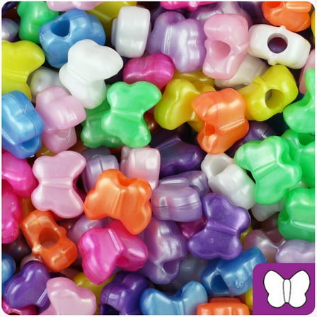 BeadTin Pearl Multi 13mm Butterfly Pony Beads (250pcs)