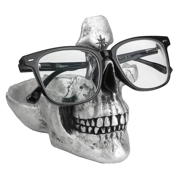 Soporte para gafas con forma de calavera Mrlikale Creative Silver Resin