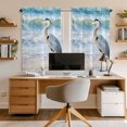 thumbnail image 4 of Coastal Heron Bathroom Window Curtain, Summer Beach Waves Birds Ocean Blue Light Filtering Coffee Kitchen Curtains, Bedroom Living Room Curtains 2 Panel 84"x45", 4 of 8