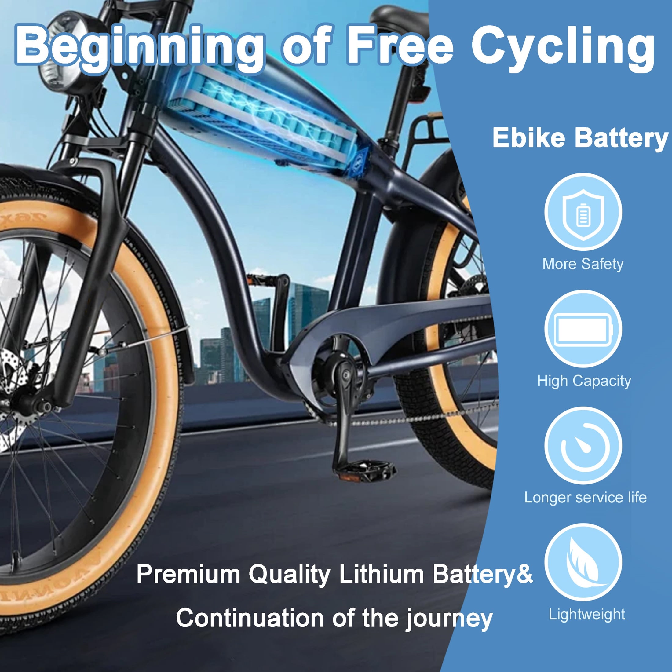 36v 10ah Ebike Battery Replacement Lithium Ion Battery for 750W Electric Bike