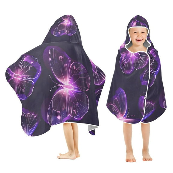 Beautiful Butterflies Outline Toddler Hooded Beach Towel 24" x 50" Kids Bath Towels Soft Quick Dry for Swim Pool Boys Girls