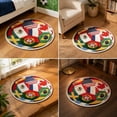 thumbnail image 1 of EQWLJWE Tapis de Porte pour Entrée de Maison, Tapis de Porte pour Porte d'Entrée Extérieure, Tapis Ballon de Soccer Drapeaux Tapis Rond Tapis Doux Faux Non - Tapis de Sol pour Chambre Salon Décor Sportif, 1 of 7