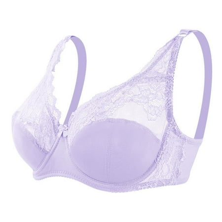 

Plus Size Push Up Underwear Top Lace Thin Underwire Bras Bralette Women Bras Lingerie LIGHT PURPLE 85C/D
