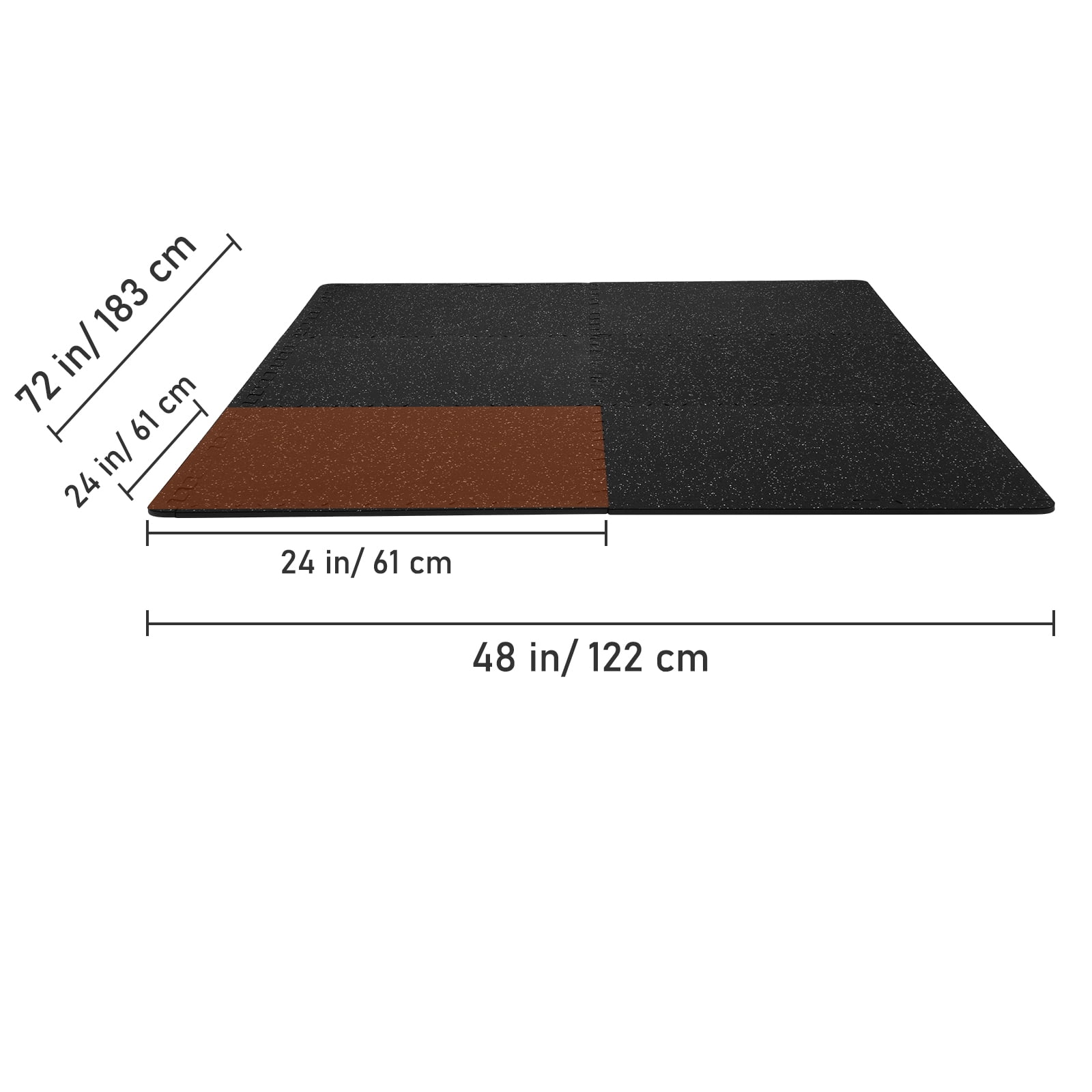 KFFKFF 6 Pieces 1/2 Inch Thick Gym Floor Mats, Covers 24 Square Feet, 24" x 24" EVA Foam and Rubber Surface Interlocking Gym Floor Mats, Waterproof Workout Puzzle Flooring for Gym, Home, Garage