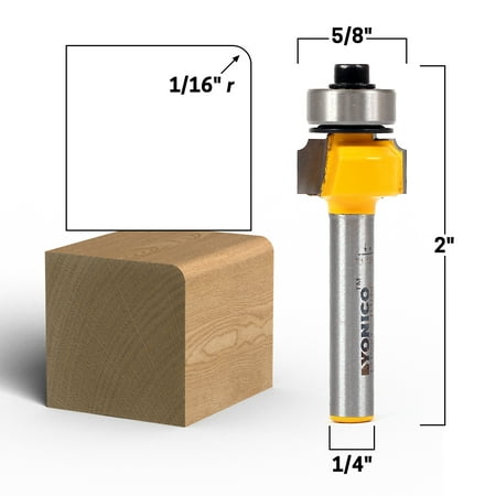 

1/16 Radius Round Over Edge Forming Router Bit - 1/4 Shank - Yonico 13159q