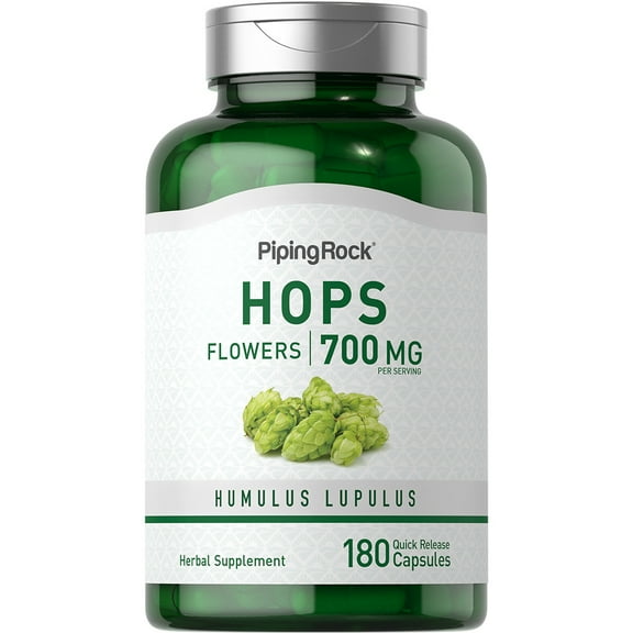 Hops Capsules 350mg | 180 Count for Men and Women | by Piping Rock