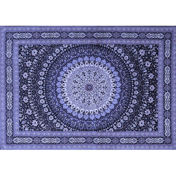 Ahgly Company Machine Washable Indoor Rectangle Persian Blue Traditional Area Rugs, 2' x 3'