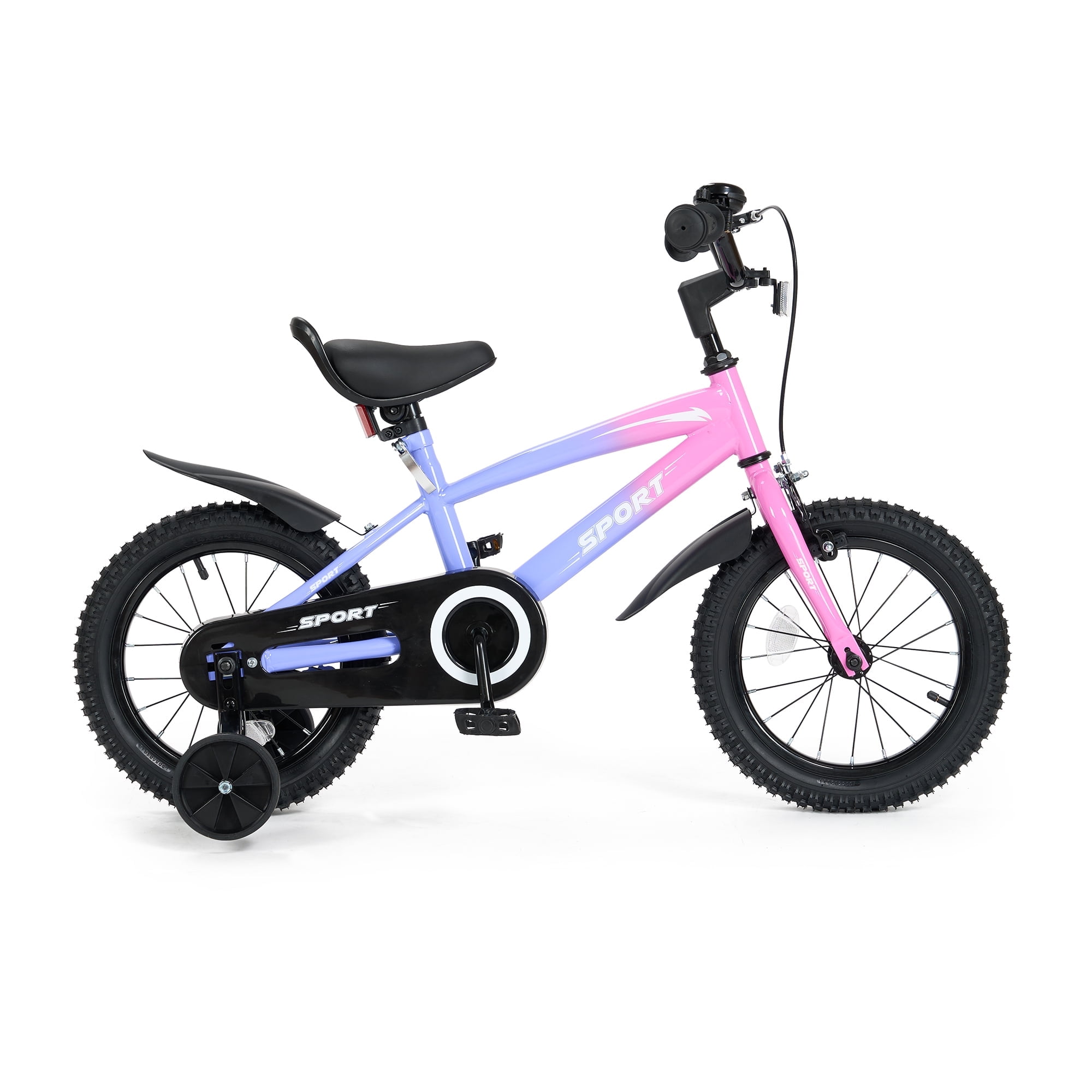 Naipo 12 in Kid Bike for Boys and Girls Gradient Purple Bicycle with Training Wheels Bell and Dual Brakes