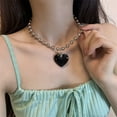 thumbnail image 5 of Gothic Chunky Red Heart Pendant Necklace Pink Crystal Glass Resin Handmade Waterproof Rope Chain Sexy Clavicle Choker New Bijoux (F), 5 of 7
