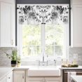thumbnail image 3 of Watercolor Black Grey Floral Kitchen Curtains Set 3 Piece for Windows Curtains Valances and Tier Curtains 36 Inch Length, Rod Pocket Drapes Abstract Printed Curtains for Living Room Bedroom Bathroom, 3 of 5