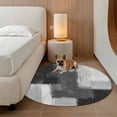thumbnail image 2 of Black Abstract Round Area Rug 4Ft Washable Circle Rugs for Bedroom Dining Room, Grey Geometric Oil Painting Vintage Ombre Non-Slip Carpet Floor Mats Indoor Outdoor Carpet Runner Aesthetic Home Decor, 2 of 8