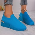 thumbnail image 4 of KEVCHE Womens Fashion Plus Size Flyknit Breathable Round Toe Casual Shoes, Slip On Walking Shoes, Wedge Sneakers, Orthopedic Chunky Mesh Sock Sneakers, 4 of 8