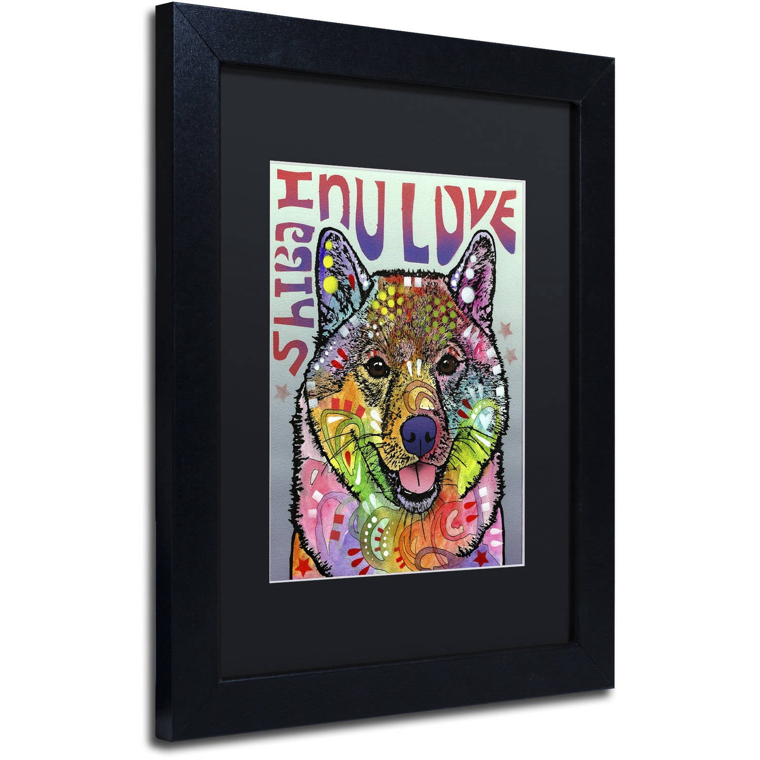 Trademark Fine Art 'Shiba Inu Luv' Canvas Art by Dean Russo, Black Matte, Black Frame