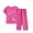 Hot Pink, variant on Women Cotton Linen Pajamas Set Comfy Pajamas, Ladies Pyjamas Set Floral Printing Short Sleeve Loungewear Top and Wide Leg Pants Cropped Trousers Soft Nightwear Sleepwear Blue XXL