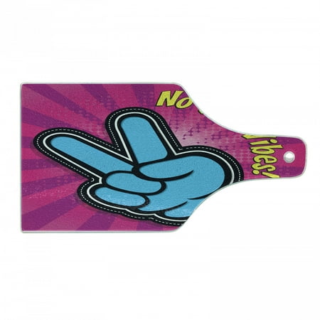 

Chill Cutting Board No Bad Vibes Theme Vintage Style Vibrant Colors with Peace Hand Sign Decorative Tempered Glass Cutting and Serving Board Wine Bottle Shape Magenta Yellow Blue by Ambesonne