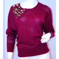 thumbnail image 1 of ELLEN TRACY Magenta SEQUIN Gold SWEATER Long Sleeve TOP ( XS ), 1 of 2